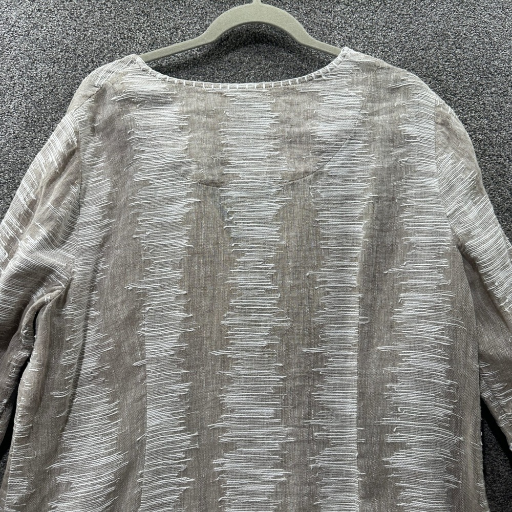 NIC+ZOE Tunic Top Women XL Button Up 3/4 Sleeve Linen Cotton Coastal Summer Boho - Picture 9 of 13